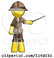 Poster, Art Print Of Yellow Explorer Ranger Man Teacher Or Conductor With Stick Or Baton Directing