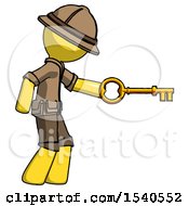 Yellow Explorer Ranger Man With Big Key Of Gold Opening Something