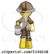 Yellow Explorer Ranger Man Begger Holding Can Begging Or Asking For Charity