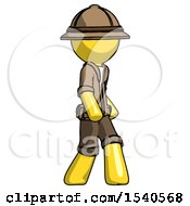 Poster, Art Print Of Yellow Explorer Ranger Man Walking Turned Right Front View