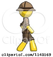 Poster, Art Print Of Yellow Explorer Ranger Man Walking Right Side View