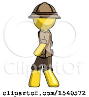 Poster, Art Print Of Yellow Explorer Ranger Man Walking Away Direction Left View