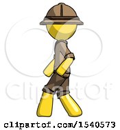 Poster, Art Print Of Yellow Explorer Ranger Man Walking Left Side View