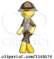 Poster, Art Print Of Yellow Explorer Ranger Man Man Walking Turned Left Front View