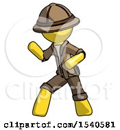 Yellow Explorer Ranger Man Martial Arts Defense Pose Left