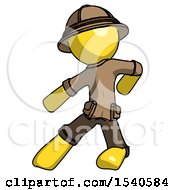 Poster, Art Print Of Yellow Explorer Ranger Man Karate Defense Pose Left