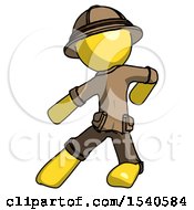 Yellow Explorer Ranger Man Karate Defense Pose Left