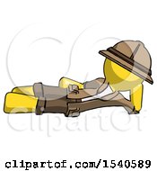 Poster, Art Print Of Yellow Explorer Ranger Man Reclined On Side