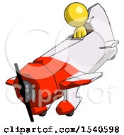 Poster, Art Print Of Yellow Design Mascot Man In Geebee Stunt Plane Descending View