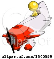 Poster, Art Print Of Yellow Design Mascot Woman In Geebee Stunt Plane Descending View