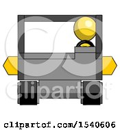 Poster, Art Print Of Yellow Design Mascot Man Driving Amphibious Tracked Vehicle Front View