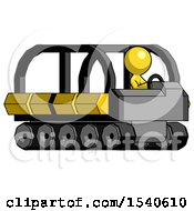 Poster, Art Print Of Yellow Design Mascot Man Driving Amphibious Tracked Vehicle Side Angle View