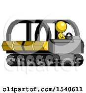 Poster, Art Print Of Yellow Design Mascot Woman Driving Amphibious Tracked Vehicle Side Angle View
