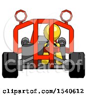 Poster, Art Print Of Yellow Design Mascot Man Riding Sports Buggy Front View