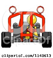 Yellow Design Mascot Woman Riding Sports Buggy Front View