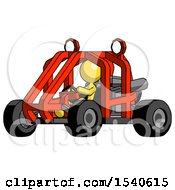 Yellow Design Mascot Woman Riding Sports Buggy Side Angle View