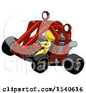 Yellow Design Mascot Man Riding Sports Buggy Side Top Angle View