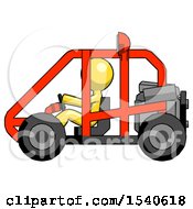 Yellow Design Mascot Man Riding Sports Buggy Side View