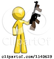 Yellow Design Mascot Man Holding Tommygun