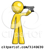 Yellow Design Mascot Man Suicide Gun Pose