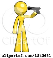 Yellow Design Mascot Woman Suicide Gun Pose