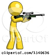 Poster, Art Print Of Yellow Design Mascot Man Shooting Sniper Rifle