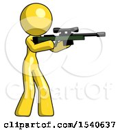 Poster, Art Print Of Yellow Design Mascot Woman Shooting Sniper Rifle