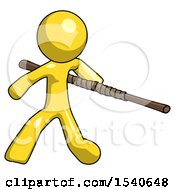 Poster, Art Print Of Yellow Design Mascot Man Bo Staff Action Hero Kung Fu Pose