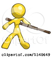 Poster, Art Print Of Yellow Design Mascot Woman Bo Staff Action Hero Kung Fu Pose