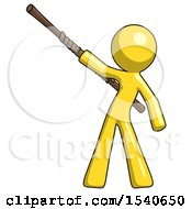 Poster, Art Print Of Yellow Design Mascot Man Bo Staff Pointing Up Pose