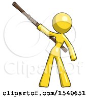 Poster, Art Print Of Yellow Design Mascot Woman Bo Staff Pointing Up Pose