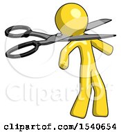 Yellow Design Mascot Man Scissor Beheading Office Worker Execution