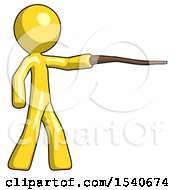 Poster, Art Print Of Yellow Design Mascot Man Pointing With Hiking Stick