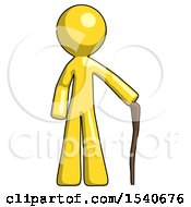 Poster, Art Print Of Yellow Design Mascot Man Standing With Hiking Stick