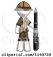White Explorer Ranger Man Holding Large Pen