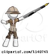 Poster, Art Print Of White Explorer Ranger Man Pen Is Mightier Than The Sword Calligraphy Pose