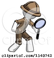 Poster, Art Print Of White Explorer Ranger Man Inspecting With Large Magnifying Glass Right