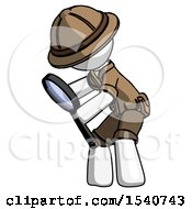 Poster, Art Print Of White Explorer Ranger Man Inspecting With Large Magnifying Glass Left