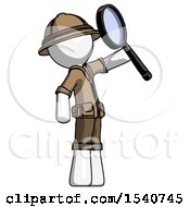 Poster, Art Print Of White Explorer Ranger Man Inspecting With Large Magnifying Glass Facing Up