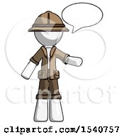 Poster, Art Print Of White Explorer Ranger Man With Word Bubble Talking Chat Icon