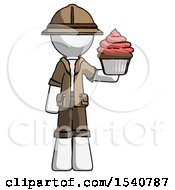 Poster, Art Print Of White Explorer Ranger Man Presenting Pink Cupcake To Viewer