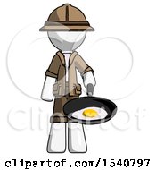 Poster, Art Print Of White Explorer Ranger Man Frying Egg In Pan Or Wok