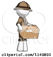 Poster, Art Print Of White Explorer Ranger Man Holding Package To Send Or Recieve In Mail