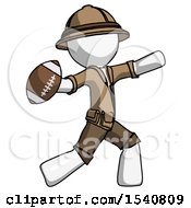 White Explorer Ranger Man Throwing Football