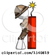 Poster, Art Print Of White Explorer Ranger Man Leaning Against Dynimate Large Stick Ready To Blow