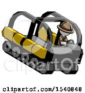 Poster, Art Print Of White Explorer Ranger Man Driving Amphibious Tracked Vehicle Top Angle View