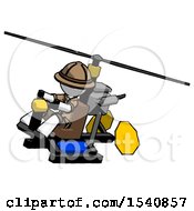 White Explorer Ranger Man Flying In Gyrocopter Front Side Angle Top View