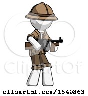 Poster, Art Print Of White Explorer Ranger Man Tommy Gun Gangster Shooting Pose