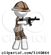 Poster, Art Print Of White Explorer Ranger Man Shooting Automatic Assault Weapon