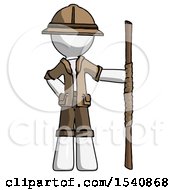 Poster, Art Print Of White Explorer Ranger Man Holding Staff Or Bo Staff